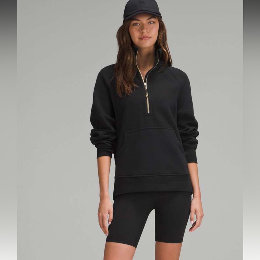 Lululemon Scuba Oversized Half-Zip Long Hoodie black and gold